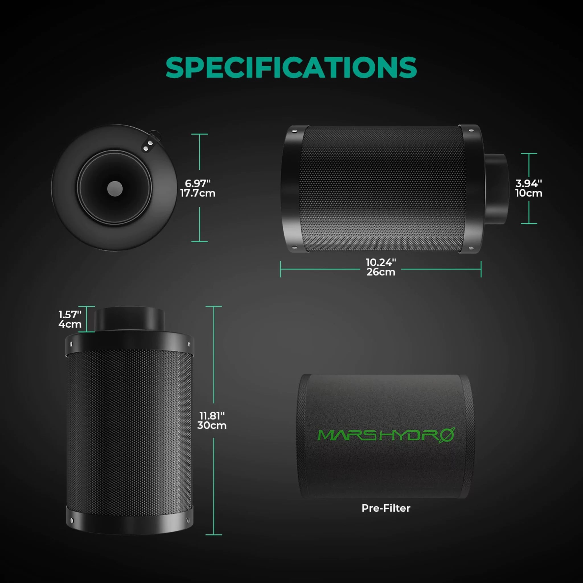 Mars Hydro Aktivkohlefilter 100mm