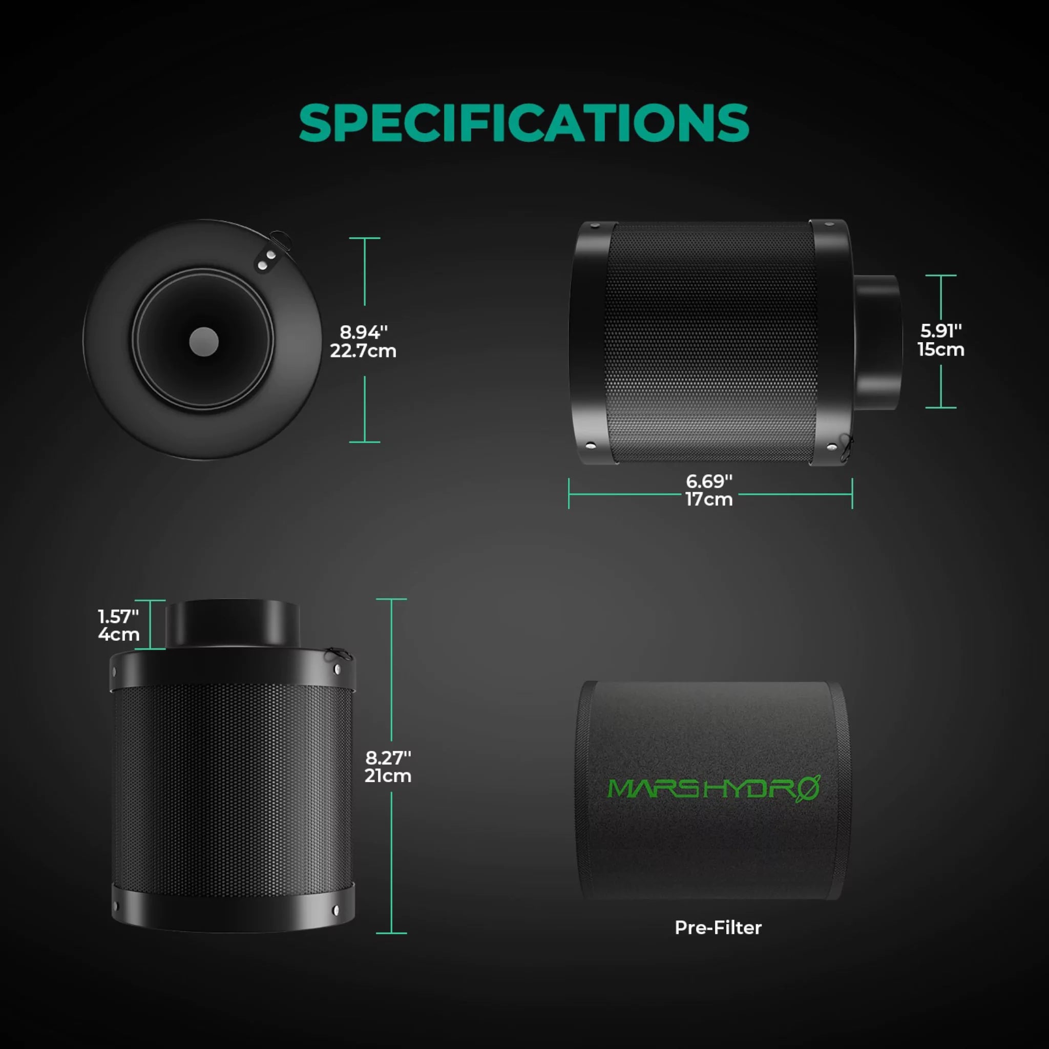 Mars Hydro Aktivkohlefilter 150mm