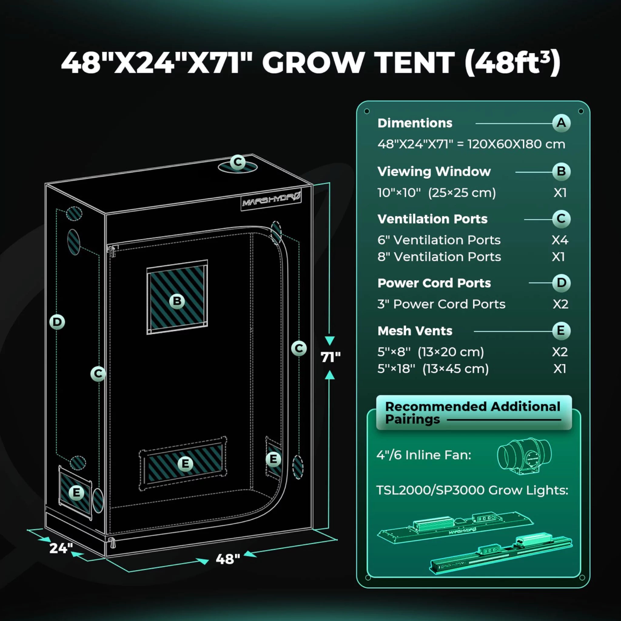 Mars Hydro Growbox 120x60x180cm