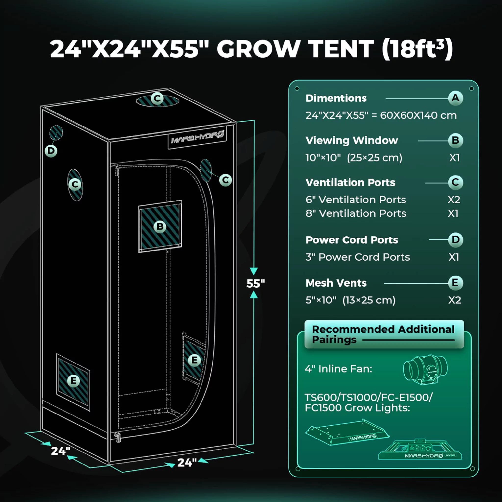 Mars Hydro Growbox 60x60x140cm