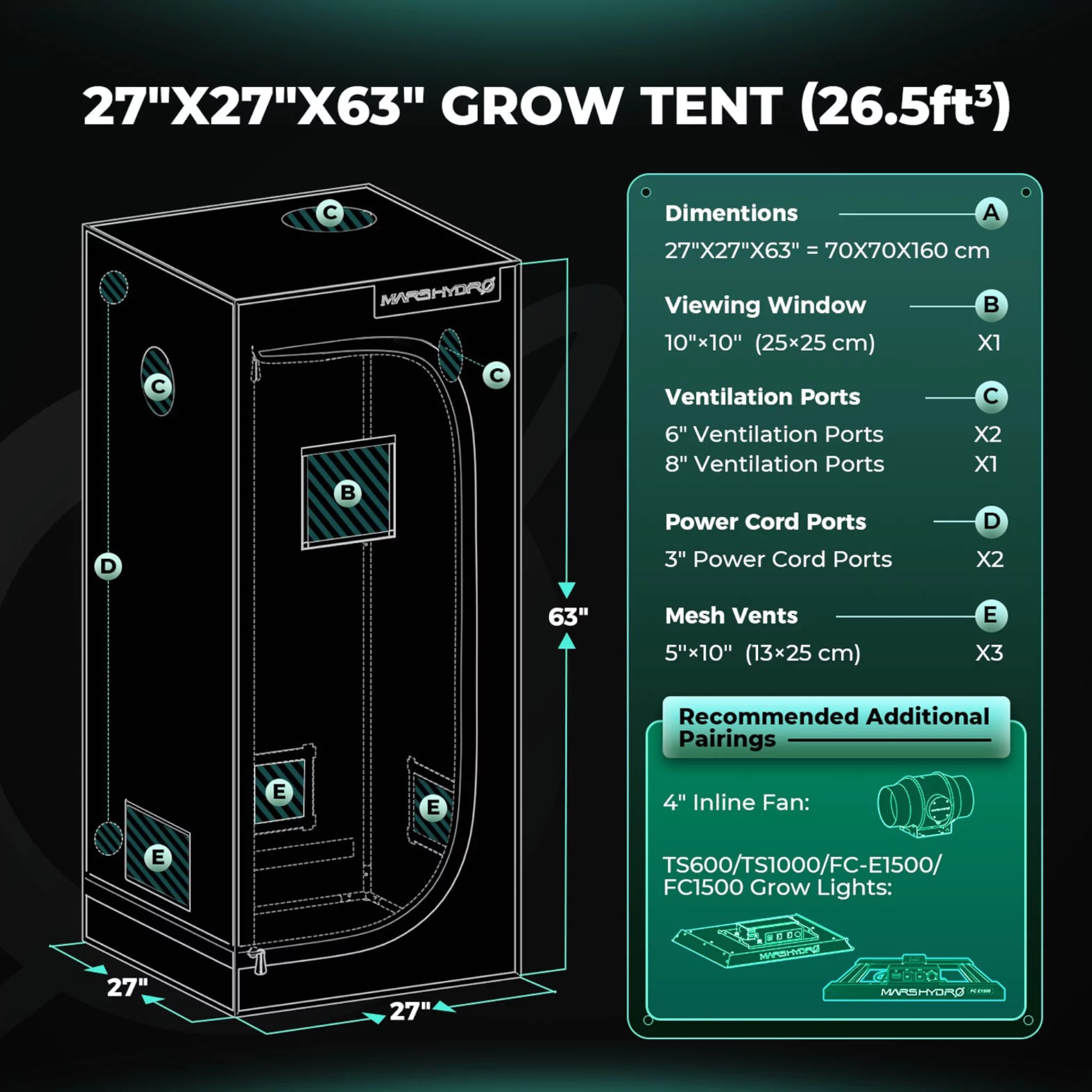 Mars Hydro Growbox 70x70x160cm