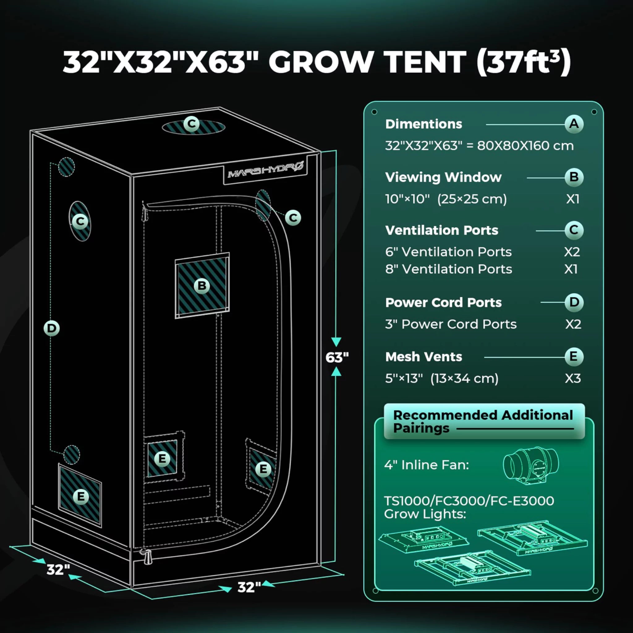 Mars Hydro Growbox 80x80x160cm